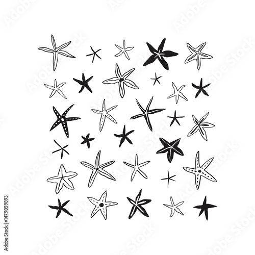 Whimsical starfish clipart set