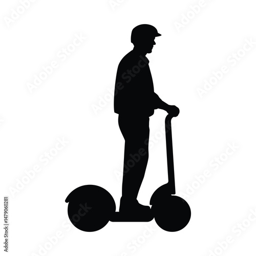 Segway Silhouette Clipart on White Background