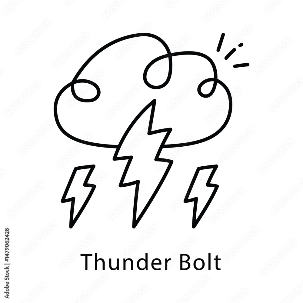 Fototapeta premium Thunder Bolt Vector Outline Style Icon. Eps 10 file