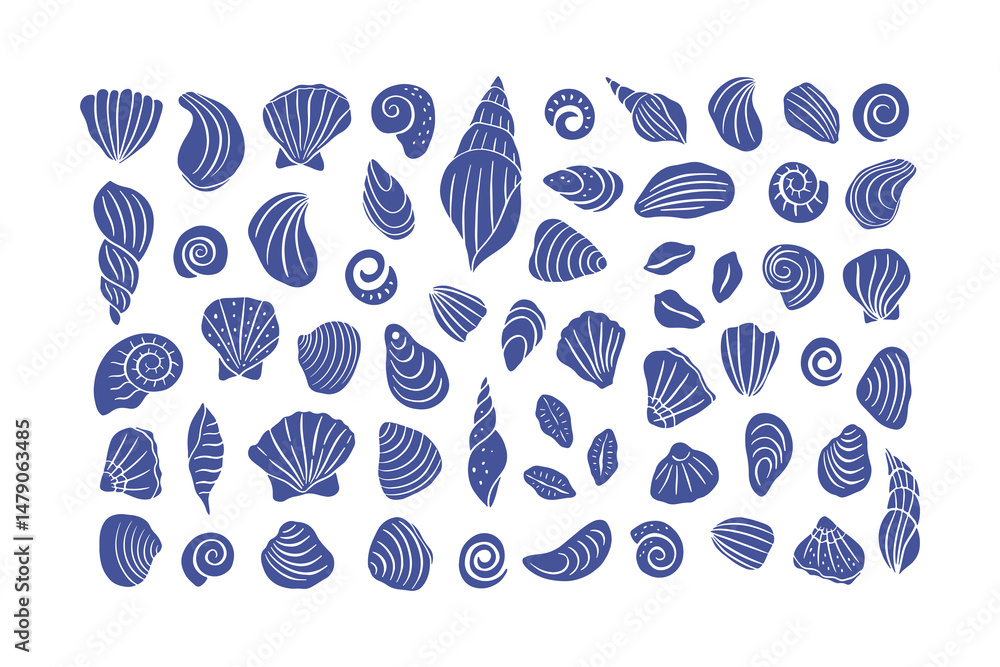 Obraz premium Hand drawn sea shells clipart