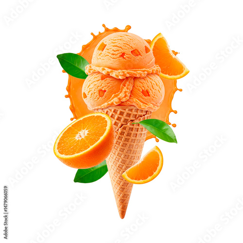 Orange ice cream cone