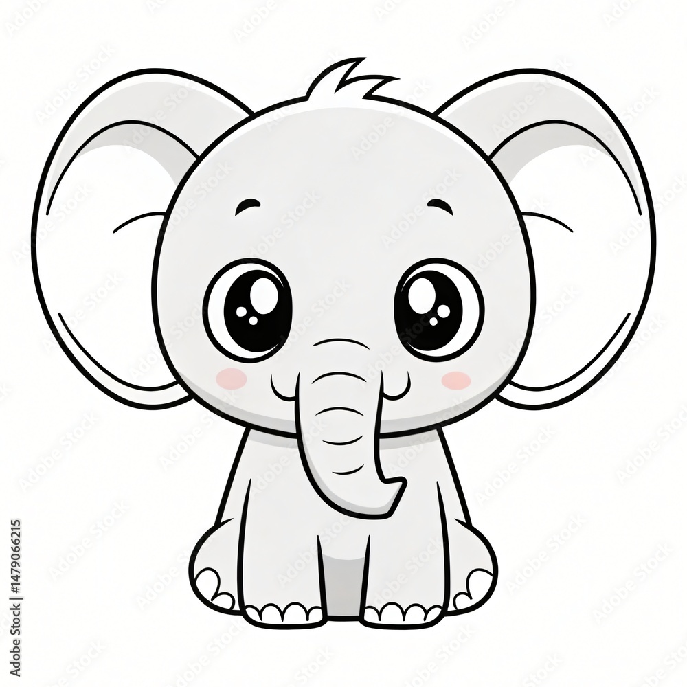 Obraz premium Adorable Baby Elephant Illustration Cute Cartoon Animal Design Perfect for Kids Books Nursery Decor