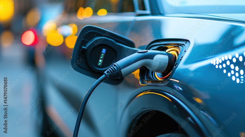 A car battery charger connected to a vehicle A car battery charger connected to a vehicle
