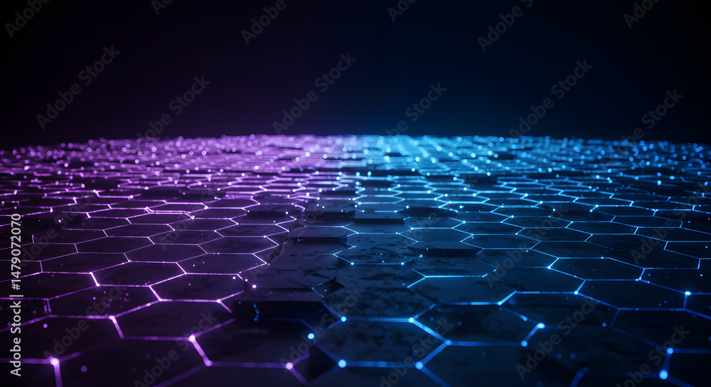 Naklejka premium Abstract Hexagon Network: Futuristic Technology Background