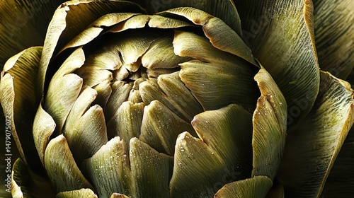 A close-up of a steamed artichoke with butter