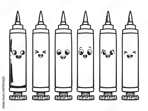 Sealant Dispenser Outline Vector Set