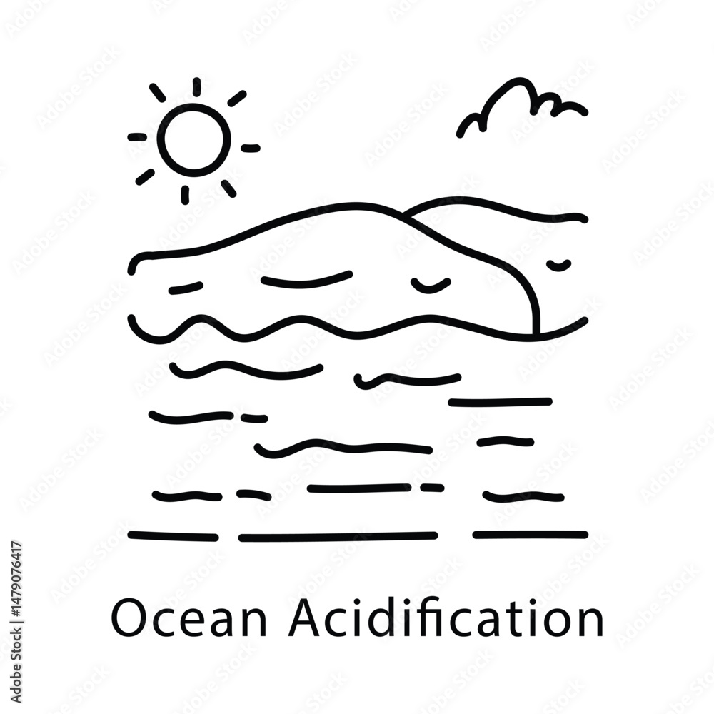 Ocean Acidification Vector Outline Style Icon. Eps 10 file Ocean Acidification Vector Outline Style Icon. Eps 10 file