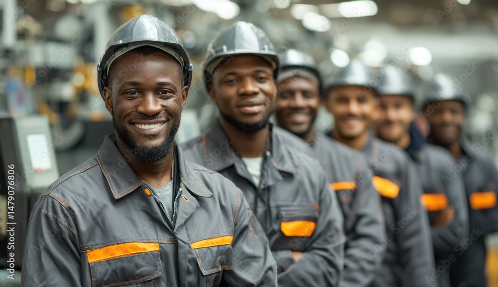 Teamwork Makes the Dream Work, Skilled Workers, Safety Helmets, Confident Team, Industrial Labor, Group of Employees Together Teamwork Makes the Dream Work, Skilled Workers, Safety Helmets, Confident Team, Industrial Labor, Group of Employees Together
