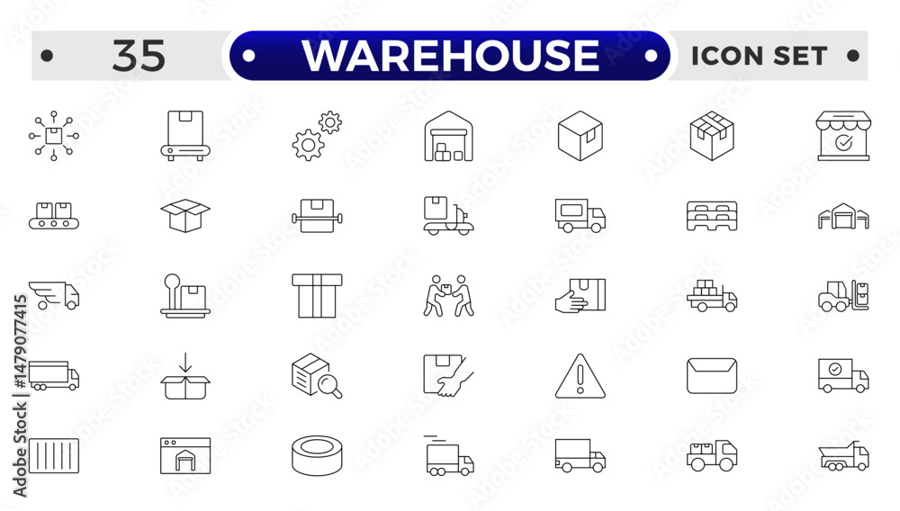 Warehouse service outline icon set. Containing order tracking, delivery home, delivery , truck, scooter, courier and cargo icons. Shipping symbol. Warehouse service outline icon set. Containing order tracking, delivery home, delivery , truck, scooter, courier and cargo icons. Shipping symbol.