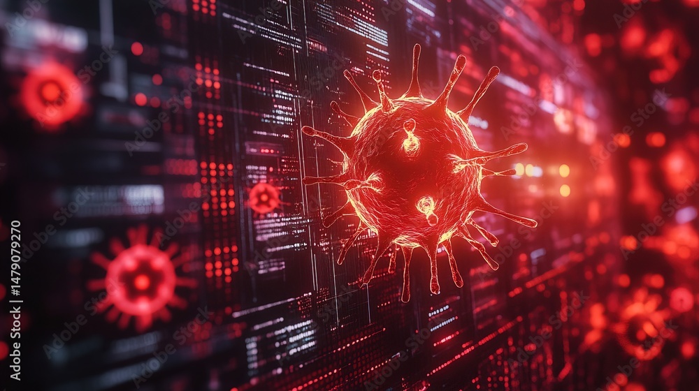 Fototapeta premium Microscopic Virus on Abstract Background