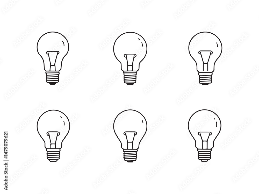 Smart Light Bulb Line Icons Vector Set Smart Light Bulb Line Icons Vector Set