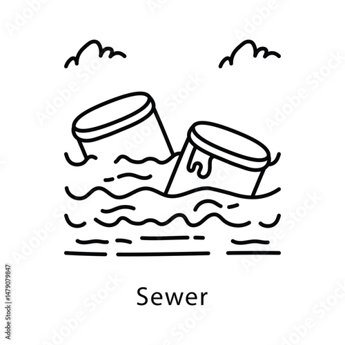 Sewer Vector Outline Style Icon. Eps 10 file