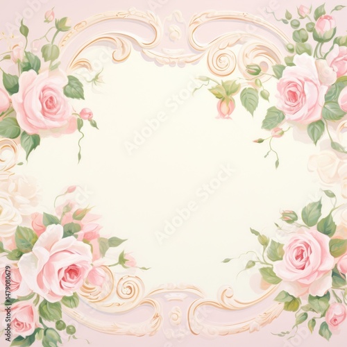 Painting of rose border backgrounds pattern flower.