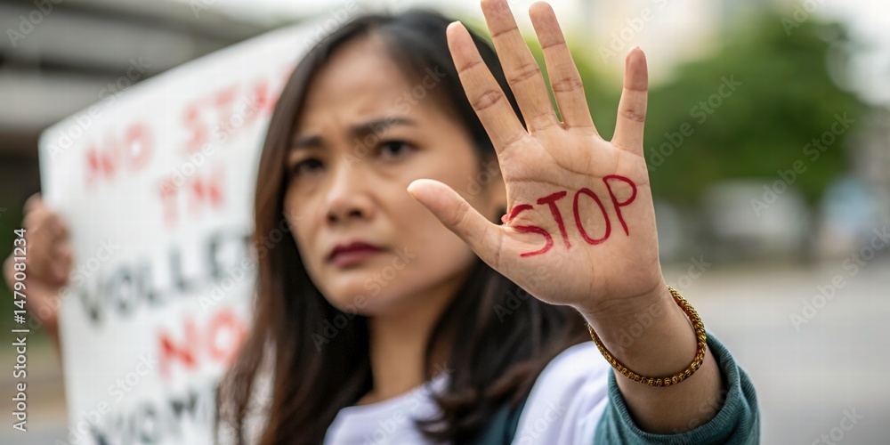 Woman's Hand Stop Violence Protest - Social Justice