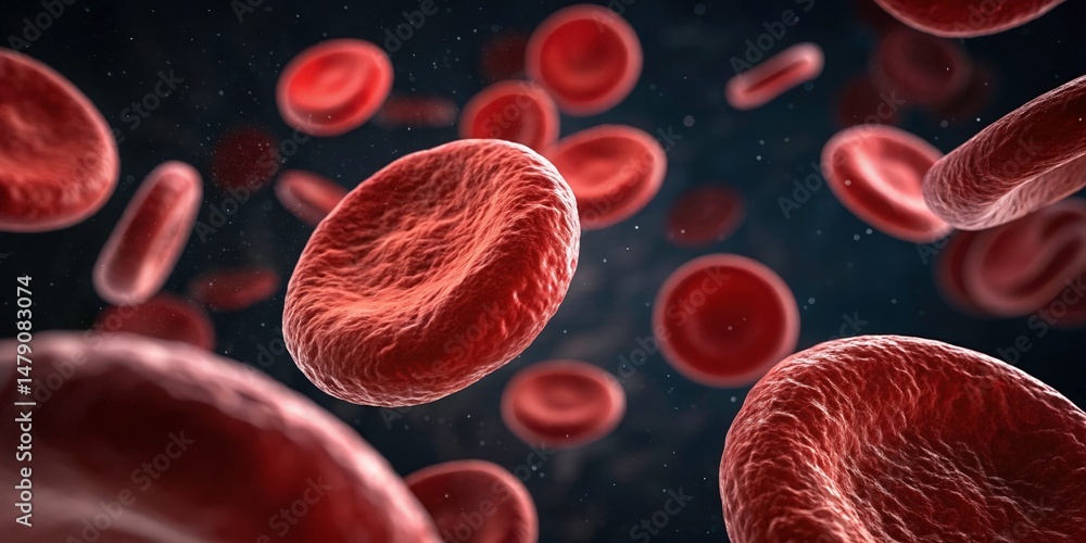 Microscopic Red Blood Cells, Human Biology - Medical illustration
