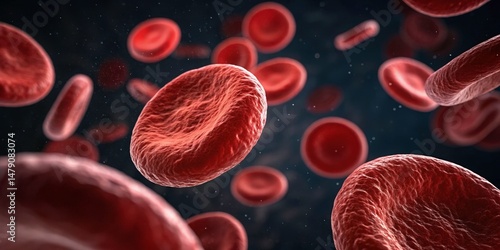 Obraz na płótnie Microscopic Red Blood Cells, Human Biology - Medical illustration w salonie