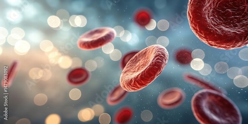Obraz na płótnie Microscopic Red Blood Cells in Motion - Microscopic imagery w salonie