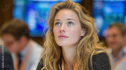 Wallpaper Mural Female analyst giving insights in finance meeting Torontodigital.ca