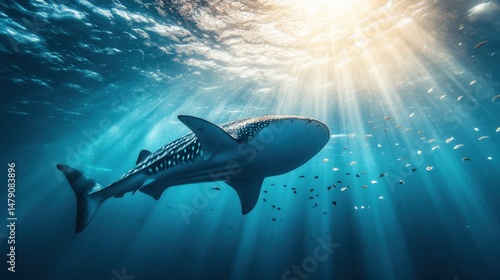 Wallpaper Mural Underwater Whale Shark Sunlight Rays Torontodigital.ca