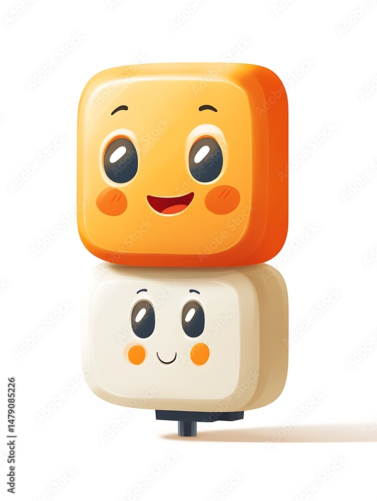 Fototapeta premium Cute, cartoonish square faces