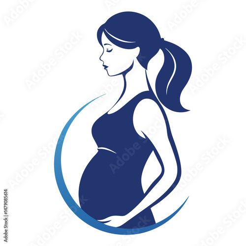 Simple Pregnant Woman Side Vector Image