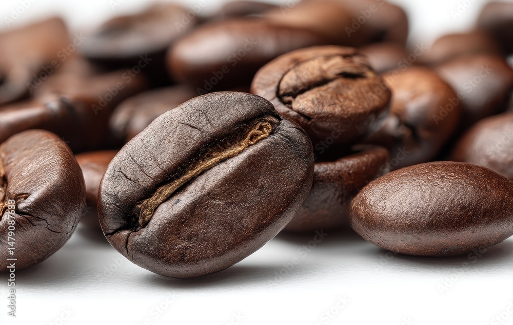 Fototapeta premium Close-up view of roasted coffee beans.