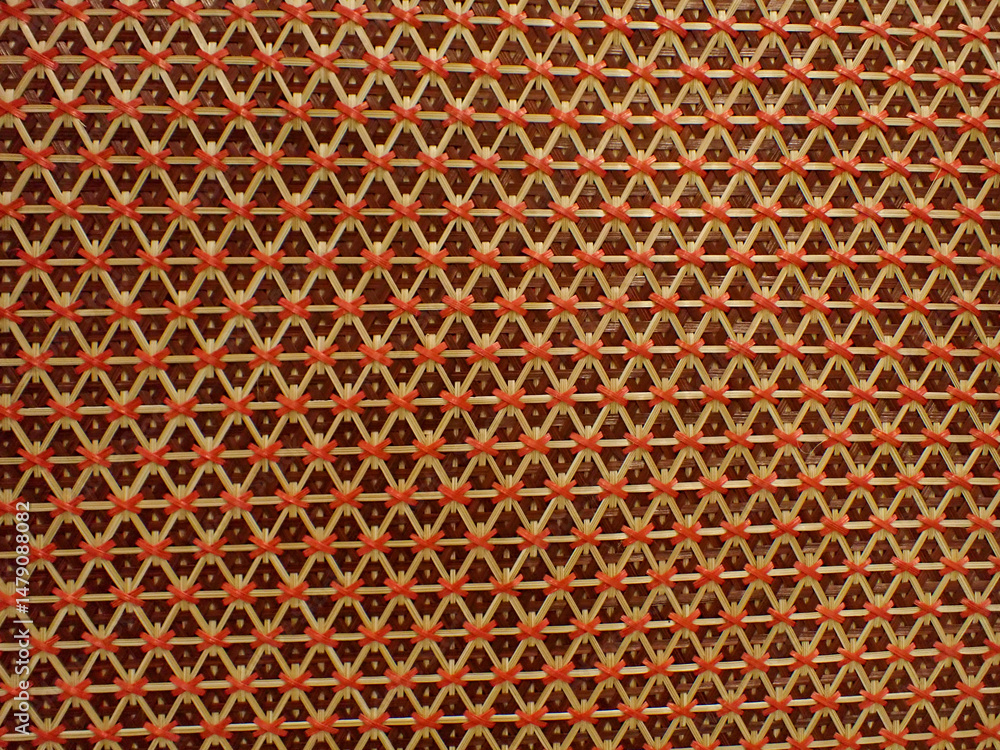 Fototapeta premium bamboo weave pattern. Woven bamboo wall Thai style pattern nature texture background. Basketry bamboo mat seamless pattern. top view. of Thailand.