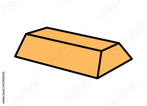 Gold bar. Cowboy western and wild west theme concept. Hand drawn vector illustration. Doodle icon. Bank robbery concept