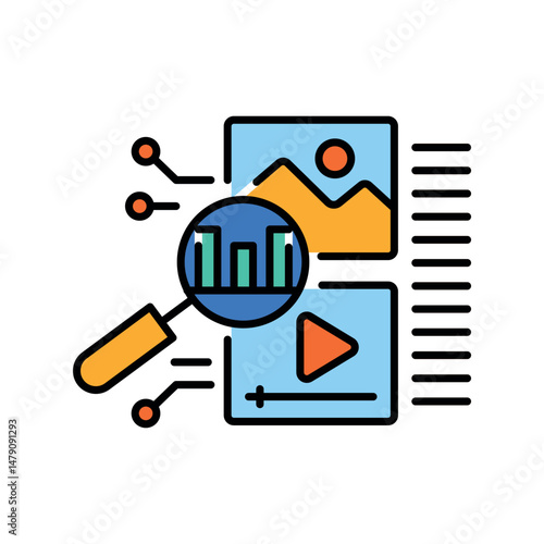 Content popularity analysis color line icon for digital and print projects.