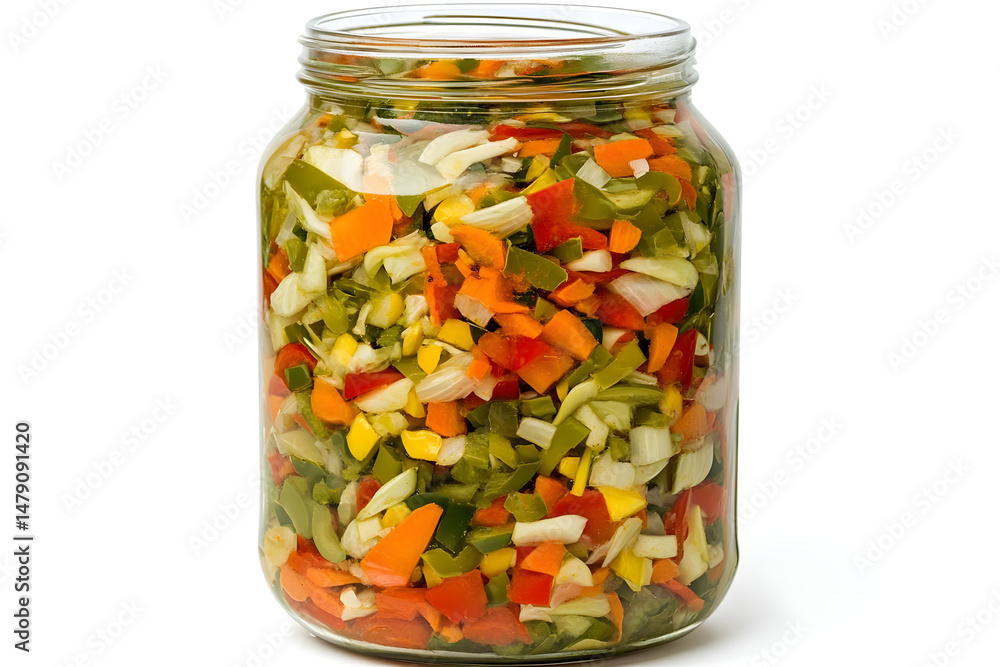 Pickled vegetables in glass jar Pickled vegetables in glass jar
