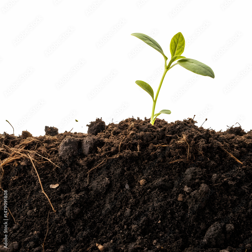 Fototapeta premium humus soil bottom border pile isolated on white