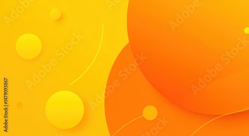 Vibrant yellow and orange abstract design with circles.