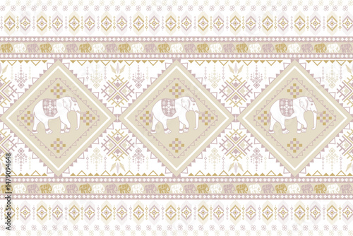 popular elephant pattern in asian style this elephant graphic is fashionable in thailand india and south east asia and this elephant and baby elephant can be for textile industry and any package 