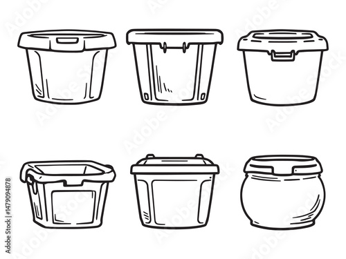 Outline Icons of Stackable Storage Bins