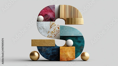 Elegant Letter S Sculpture:...