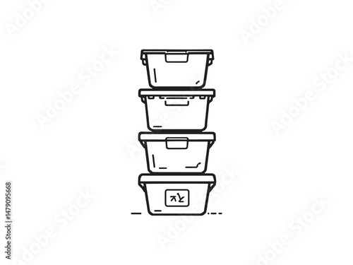 Stackable Bin Clean Line Art Set