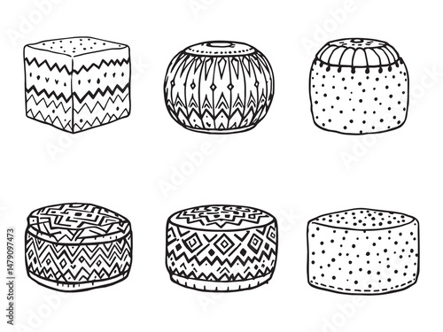 Storage Ottoman Line Drawing Collection