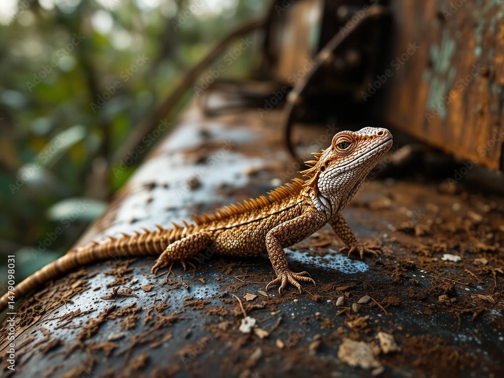 Obraz premium Rusty Florida Surface, Tropical Brown Lizard