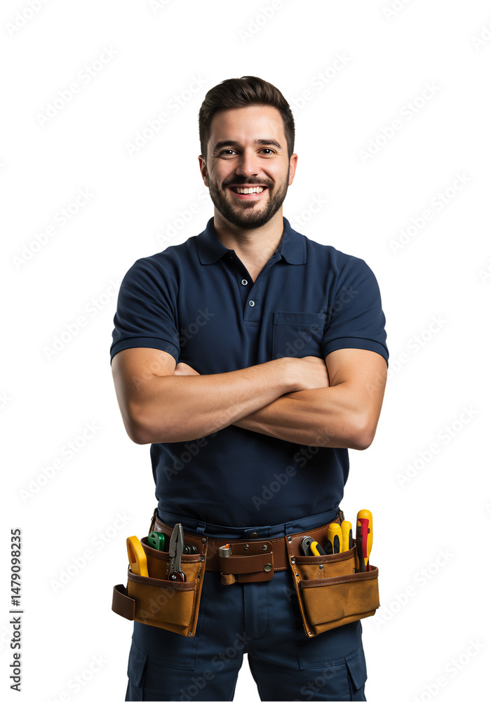Headshot photo of a smiling repairman or mechanic. Confident and ready for service. Transparent background Headshot photo of a smiling repairman or mechanic. Confident and ready for service. Transparent background