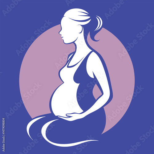 Side Profile Of Pregnant Lady Vector Art
