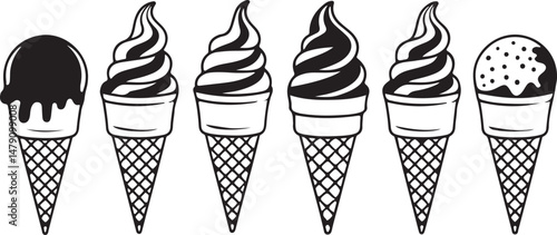 Classic Ice Cream Cone Silhouette Design

Double Scoop Ice Cream Vector Art

Ice Cream Sundae with Cherry Silhouette

Popsicle and Ice Cream Bar Vector Scene

Cute Ice Cream Character Silhouette