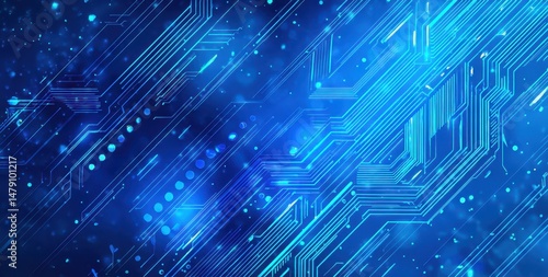 Wallpaper Mural Abstract digital circuit design in vibrant blue tones. Torontodigital.ca