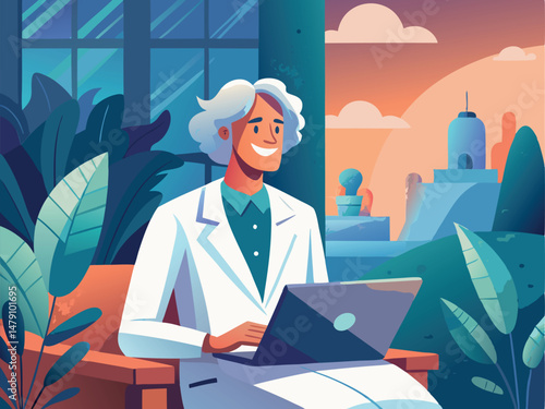 un impiegato al lavoro col suo computer portatile 02