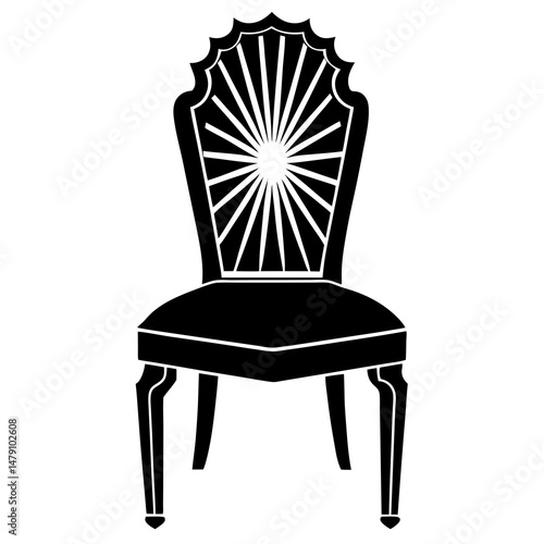 Art Deco silhouette chair with sunburst backrest design vector silhouette 