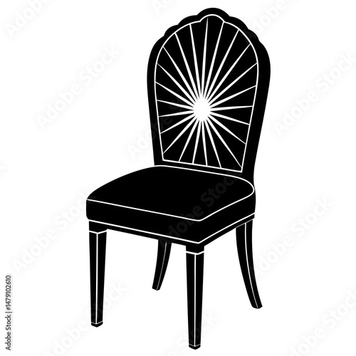 Art Deco silhouette chair with sunburst backrest design vector silhouette 