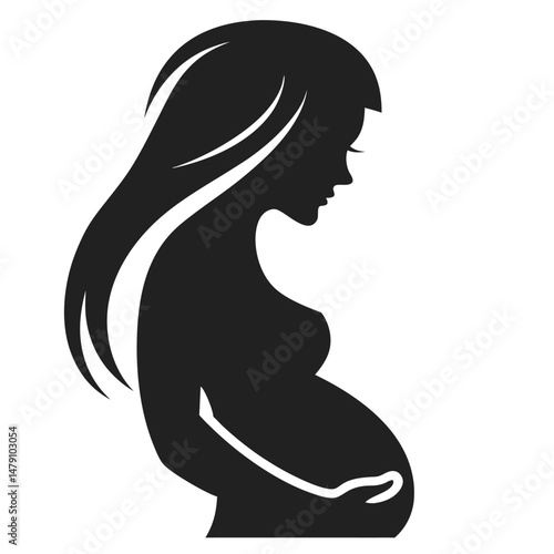 Expecting Mother Holding Belly Silhouette Art