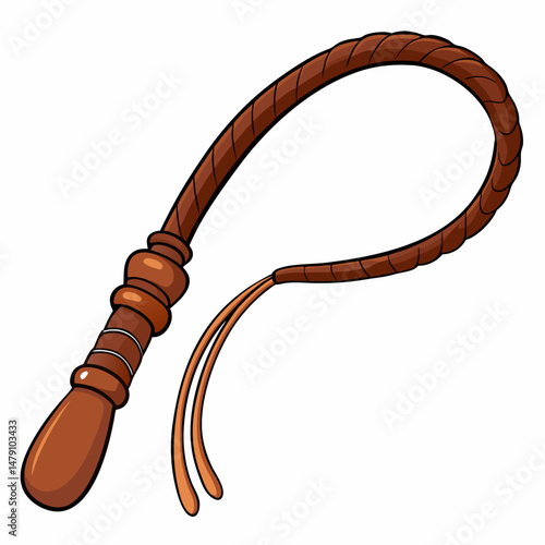 Brown leather whip  vector illustration on white background