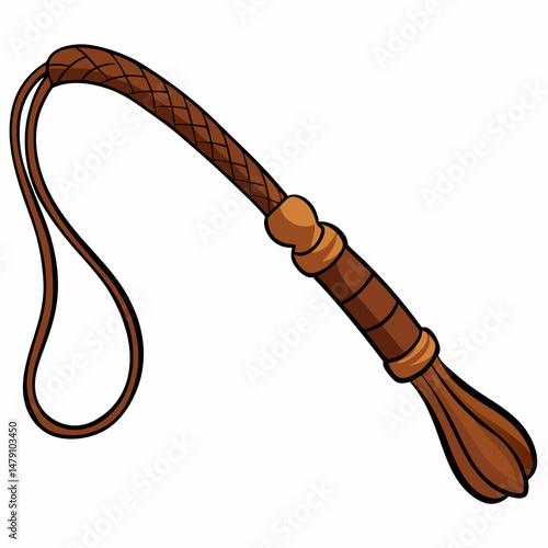 Brown leather whip  vector illustration on white background