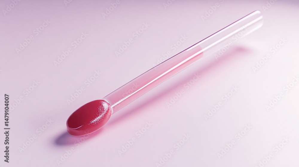 Sleek, red-tipped, transparent stick on pink Sleek, red-tipped, transparent stick on pink