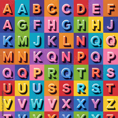 English alphabets in many colors